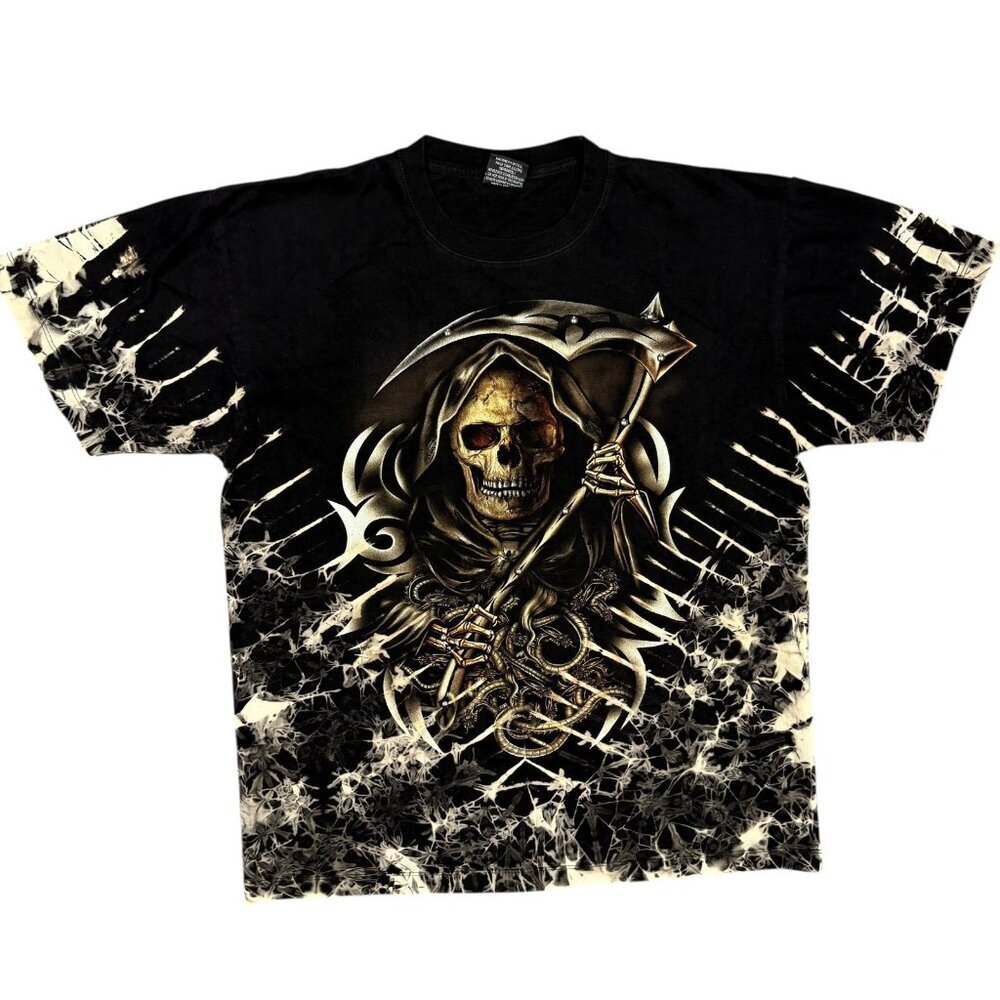 Vintage Survivors Grim Reaper Skull Graphic TShirt Black Cotton XL